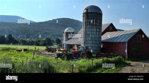 Barns Near Stowe Vermont Stock Photo Alamy