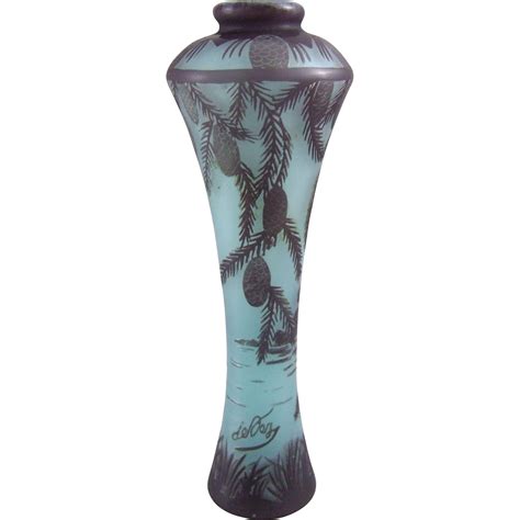 Devez Cristallerie De Pantin Cameo Glass Landscape Vase Glass Art Vase Amethyst Glass