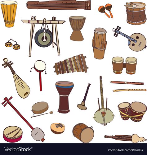 Ethnic Traditional Musical Instruments Royalty Free Vector