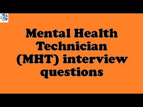 Health care technician /nurse is a medical practitioner whose professional field is health care. Mental Health Technician (MHT) interview questions - YouTube