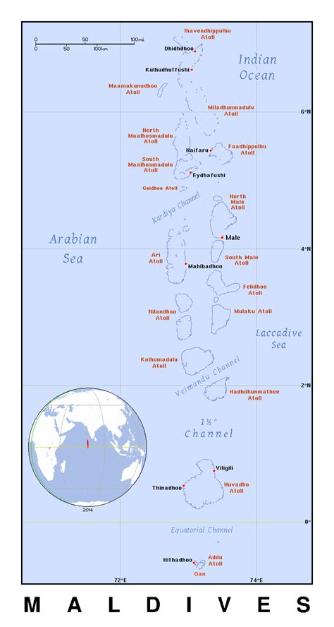 Detailed Political Map Of Maldives With Cities Maldives Asia