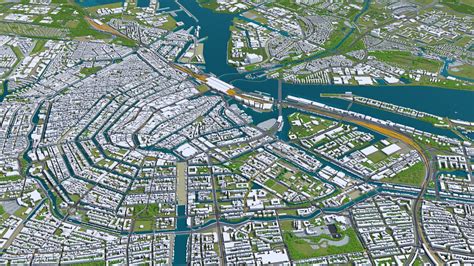 Amsterdam City Netherlands 3d Model 50km Flippednormals