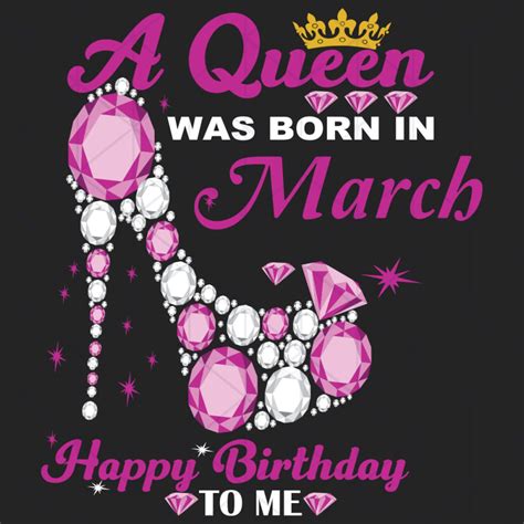 A Queen Was Born In March Svg Birthday Svg Happy Birthday To | Etsy