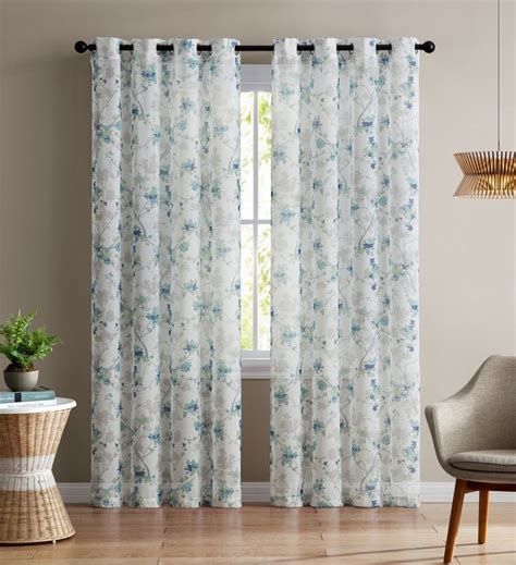 Single 1 Sheer Window Curtain Panel Grommets Floral Design 54w X