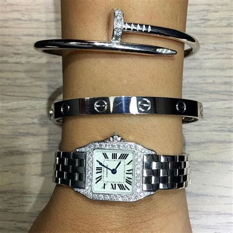Step into the spotlight with juste un clou. Cartier Love bracelet & Cartier Juste Un Clou bracelet in ...
