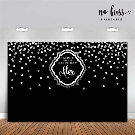 Black And Silver Backdrop Adults Party Banner Poster Etsy Australia