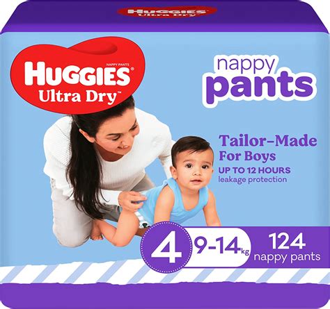 Huggies Ultra Dry Nappy Pants Boy Size 4 9 14kg 124 Count 2 X 62