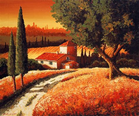 Tuscan Landscape Painting By Santo De Vita