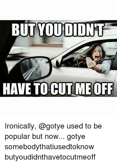 But You Didnt Have To Cut Me Off Ironically Used To Be Popular But Now Gotye