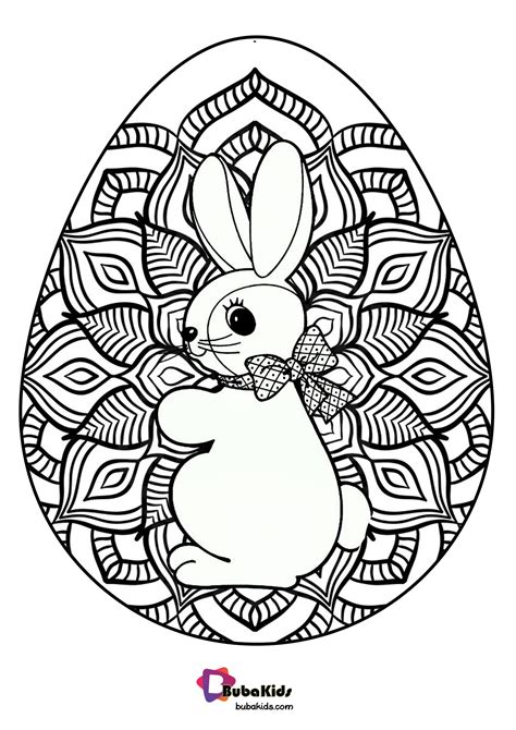 Bunny Easter Egg Bubakids Coloring Page