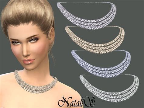 The Sims Resource Three Strands Bridal Crystal Necklace By Natalis