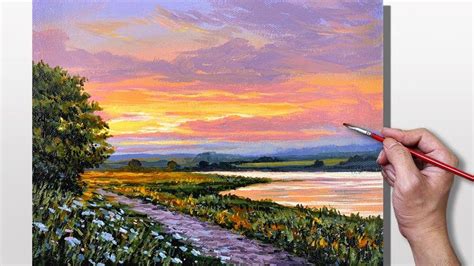 Acrylic Painting Sunset Lake Landscape Correa Art YouTube Nature