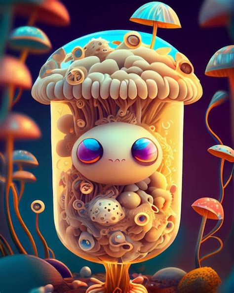 Premium Photo A Cartoon Mushroom With A Mushroom Head And A Mushroom