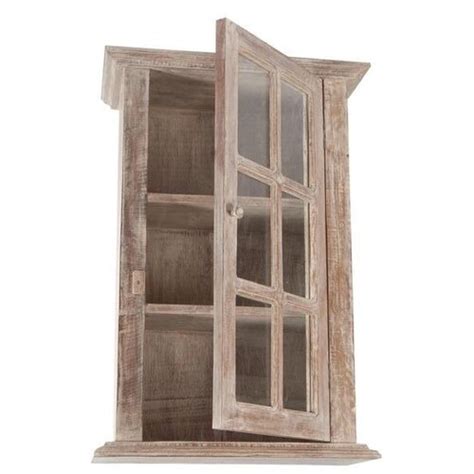 Wall Cabinet With Glass Front In Natural Limed Finish Wayfair Uk