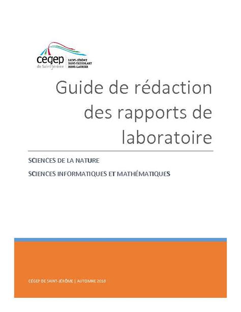 Guide De Rédaction Des Rapports De Laboratoire