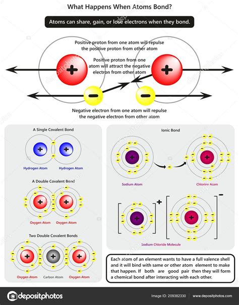 What Happens Atoms Bond Infographic Diagram Showing How Electrons