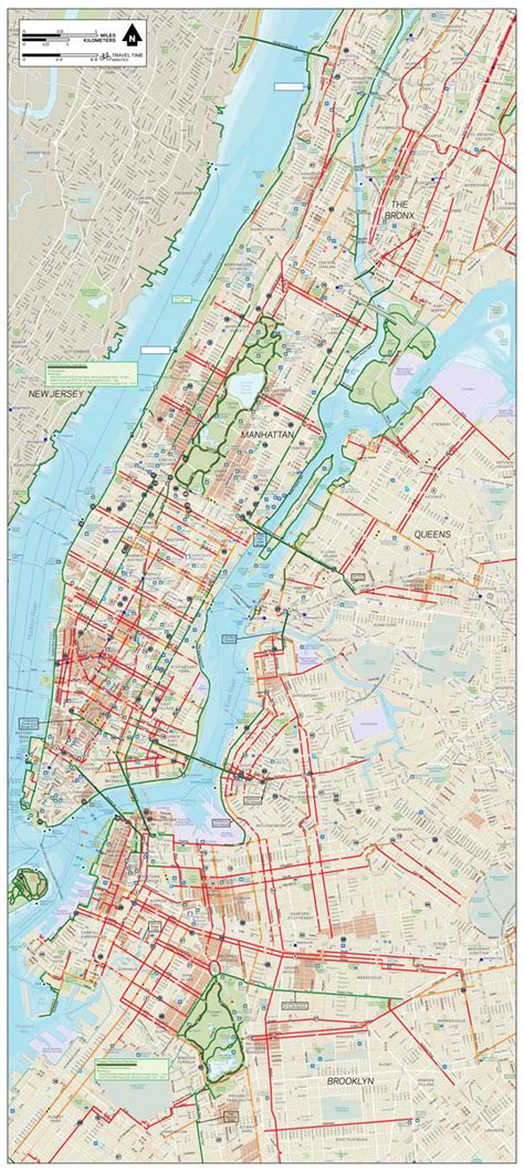 Large Detailed New York Manhattan Bronx Queens And Brooklyn Bike