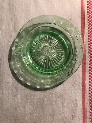 Vintage Hazel Atlas Vaseline Green Depression Glass Ashtray