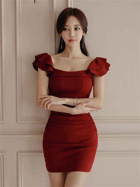 Wholesale Korean Knitting Bodycon Red Dress From China To Japan Eya030755rd