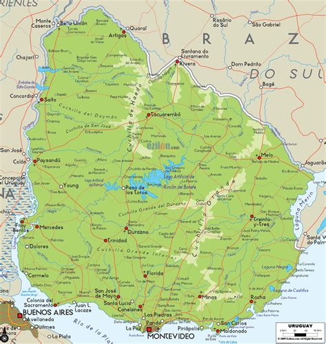 Get more informative uruguay maps like political, physical, location, outline, thematic etc. Karten von Uruguay mit Strassenkarte und Regionen