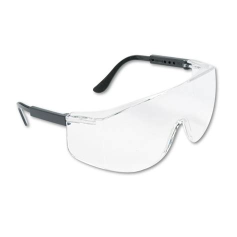 mcr safety tacoma wraparound safety glasses black plastic frame clear lens