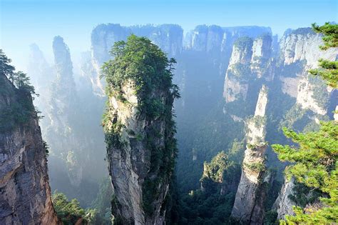 Zhangjiajie National Forest Park China Rock Towers Landscape Hd