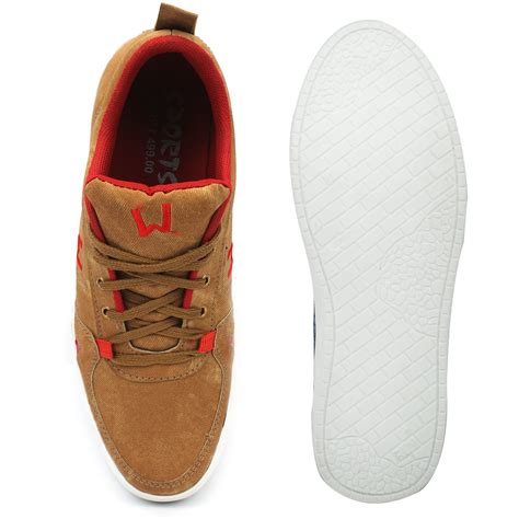 Groofer Mens Tan Lace Up Synthetic Suede Casual Shoes