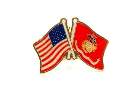 Wholesale Lot Of 12 Us Marine Flag And Usa Flag Crossed Lapel Hat Pin