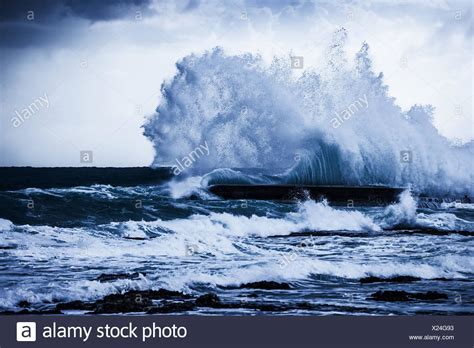 Stormy Ocean Waves Beautiful Seascape Big Powerful Tide