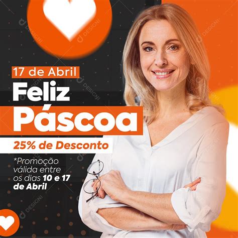 Social Media Feliz Páscoa 25 de Desconto Lojas PSD Editável download