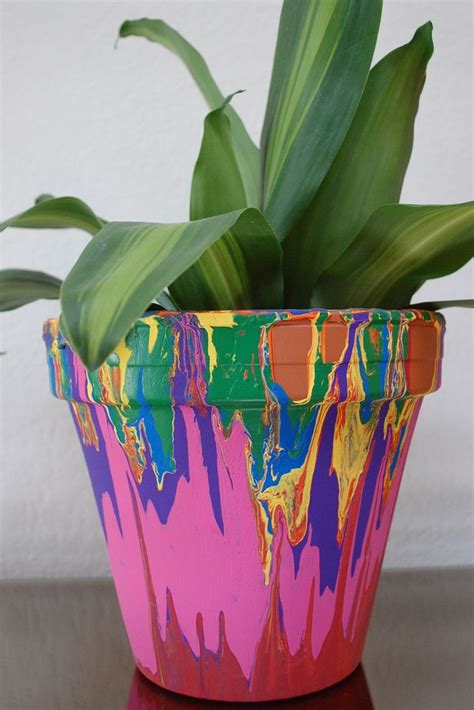 Paint Drip Rainbow Planter Diy Jennifer Perkins Drip Painting