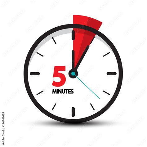 Five Minutes Clock Icon Isolated On White Background 5 Minutes Vector