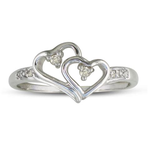 double heart diamond promise ring elegant rings