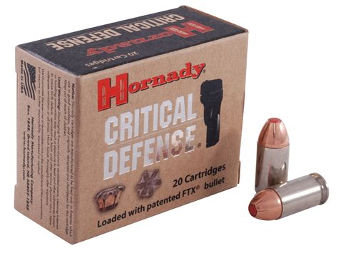 Hornady Critical Defense 45 Acp Ammo 185 Grain Hornady Ftx Polymer Tip