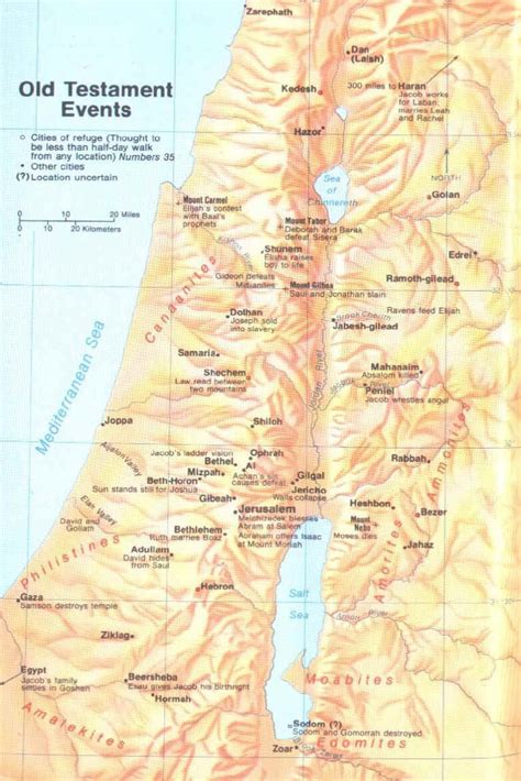Old Hebrew Testament Cities And Events Bible Land Maps From All