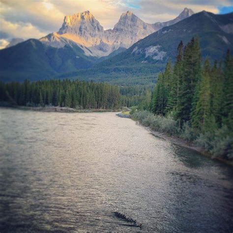 Bow River And Three Sisters Canmore Alberta Oc 1080x1080 Photo