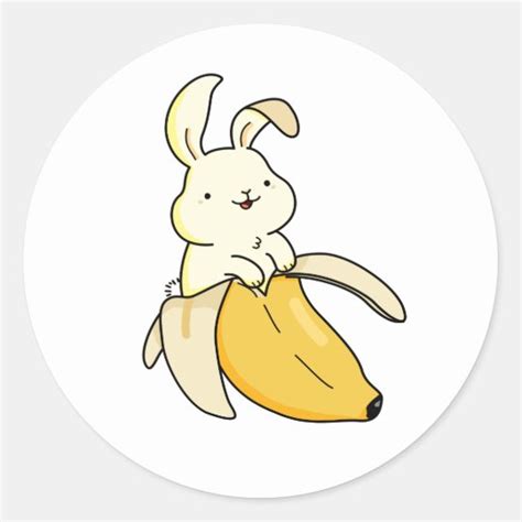 Cute Kawaii Banana Bunny Classic Round Sticker Zazzleca