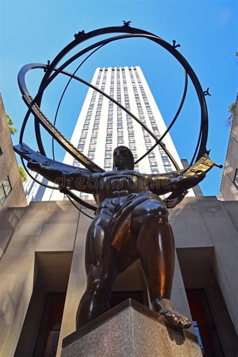 Bronze Statue Of Atlas In Rockefeller Center In Midtown Manhattan In