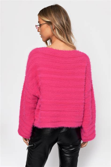Tobi Sweaters Cardigans Womens Youre Not Alone Pink Fuzzy Sweater