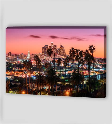 Los Angeles Downtown Skyline Canvas Wall Art Los Angeles Wall Etsy