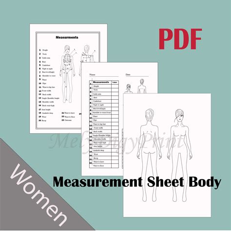 PRINTABLE Women S Body Measurement Sheet Fashion Designer Template
