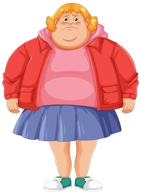 Premium Vector Overweight Female Cartoon Character