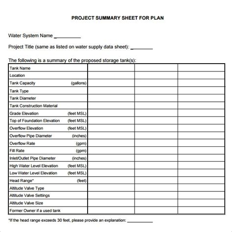 6 Sample Project Sheet Templates For Free Download Sample Templates