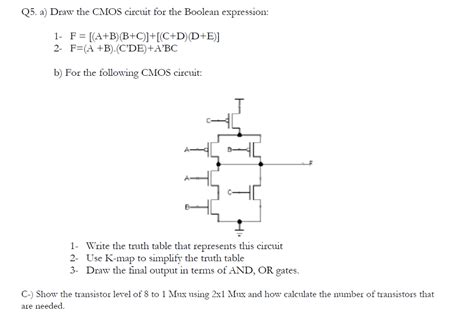 Solved Draw The Cmos Circuit For The Boolean Expression F