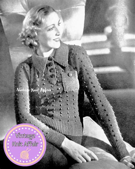 1930s Ladies Bobble Stitch Jumper Vintage Knit Affair