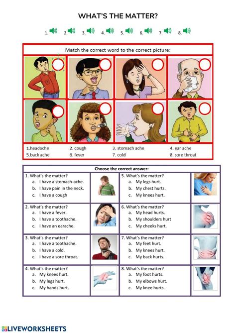 Illnesses And Health Problems Online Worksheet For 2 Grade You Can Do