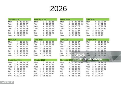 Vetores De Calendário Do Ano 2026 Em Inglês E Mais Imagens De 2026
