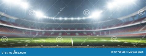 Football Field Illuminated By Stadium Lights Stock Illustration
