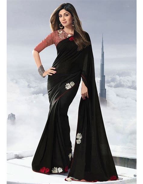 shilpa shetty black satin saree traditional sarees satin saree saree models