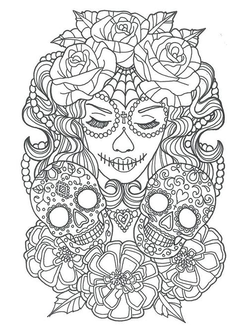 Awesome Sugar Skull Coloring Pages For Adults Mandalas Para Colorir